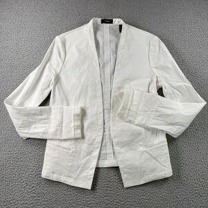 Theory Clean Crunch Open Front Blazer Womens 6 White Lightweight Office Career